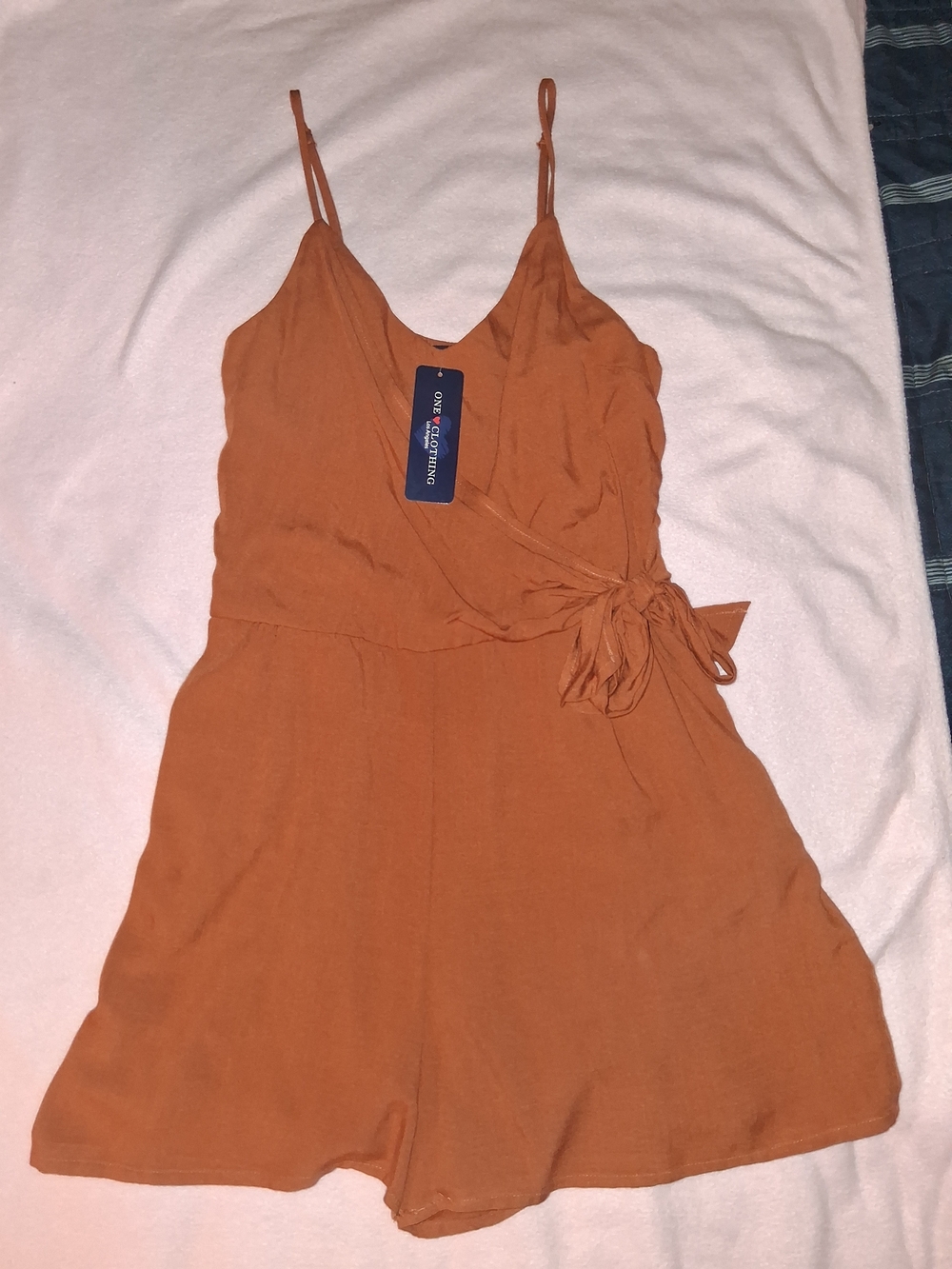 Romper in Rust Orange with Side Tie